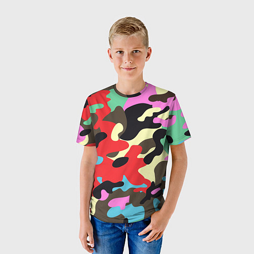 Детская футболка Яркий камуфляж / 3D-принт – фото 3