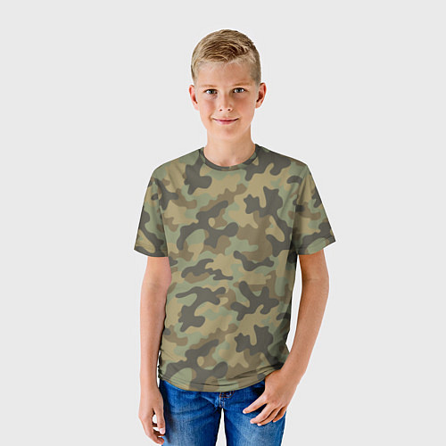 Детская футболка Камуфляж: хаки / 3D-принт – фото 3