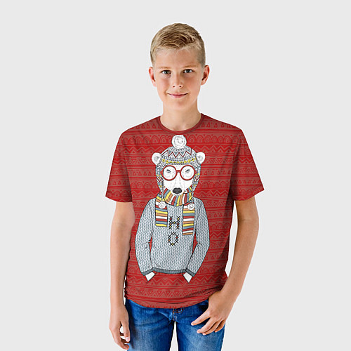 Детская футболка Зимний мишка / 3D-принт – фото 3