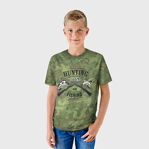 Детская футболка Hunting & Fishing / 3D-принт – фото 3