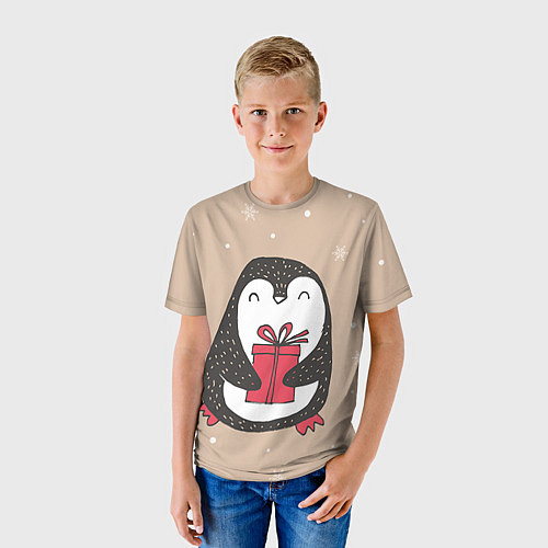 Детская футболка Пингвин с подарком / 3D-принт – фото 3