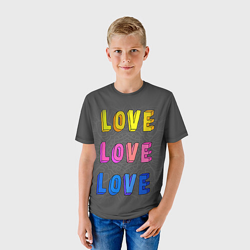 Детская футболка Love Love Love / 3D-принт – фото 3