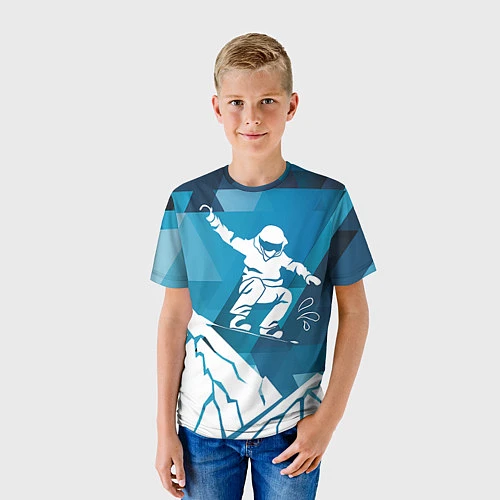 Детская футболка Горы и сноубордист / 3D-принт – фото 3
