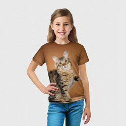 Футболка детская Кот дает лапу, цвет: 3D-принт — фото 2
