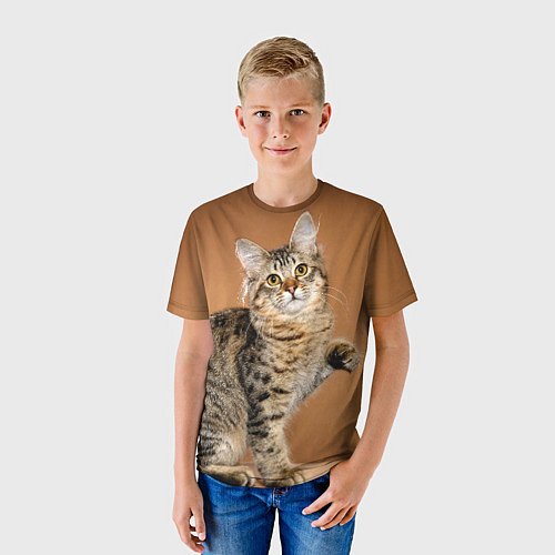 Детская футболка Кот дает лапу / 3D-принт – фото 3