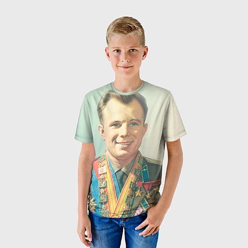 Детская футболка Гагарин в орденах / 3D-принт – фото 3