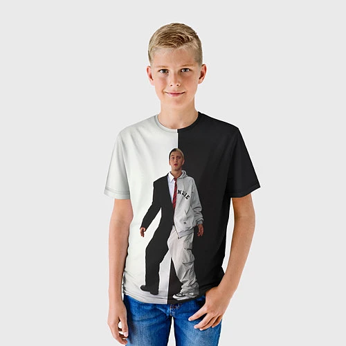 Детская футболка Eminem: Black & White / 3D-принт – фото 3