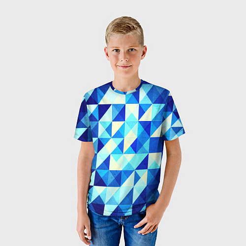 Детская футболка Синяя геометрия / 3D-принт – фото 3