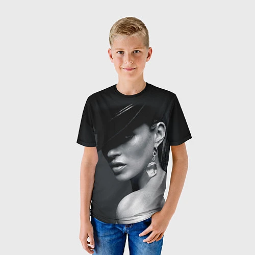 Детская футболка Девушка в шляпе / 3D-принт – фото 3