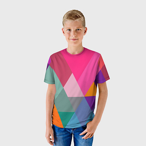 Детская футболка Разноцветные полигоны / 3D-принт – фото 3