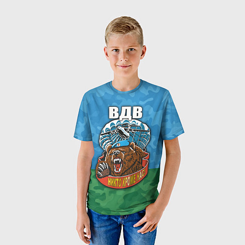 Детская футболка ВДВ медведь - никто кроме нас / 3D-принт – фото 3