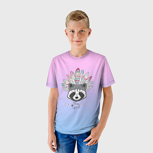 Детская футболка Raccoon: Free Spirit / 3D-принт – фото 3