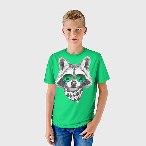 Детская футболка Енот в очках / 3D-принт – фото 3
