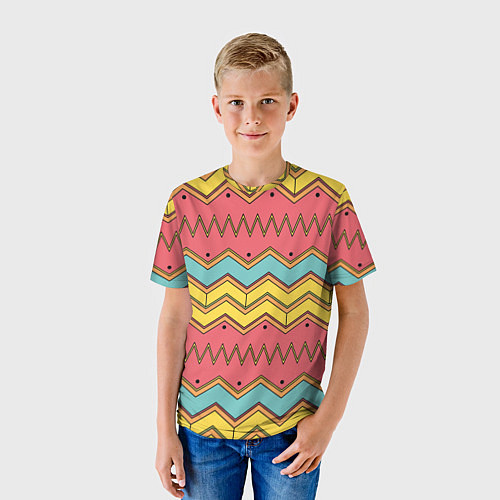 Детская футболка Цветные зигзаги / 3D-принт – фото 3