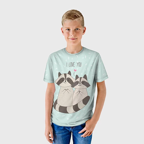 Детская футболка Влюбленные еноты / 3D-принт – фото 3