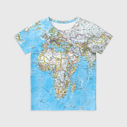 Футболка детская Карта мира - политическая, цвет: 3D-принт