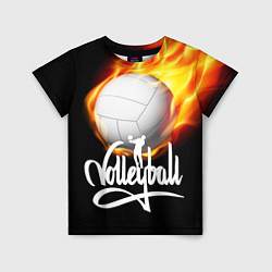 Футболка детская Волейбольный мяч летит в огне, цвет: 3D-принт