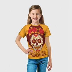 Футболка детская Мексиканский череп, цвет: 3D-принт — фото 2