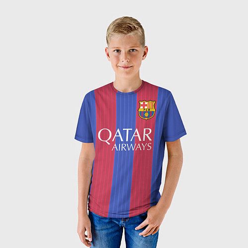 Детская футболка Barcelona: Qatar Airways / 3D-принт – фото 3