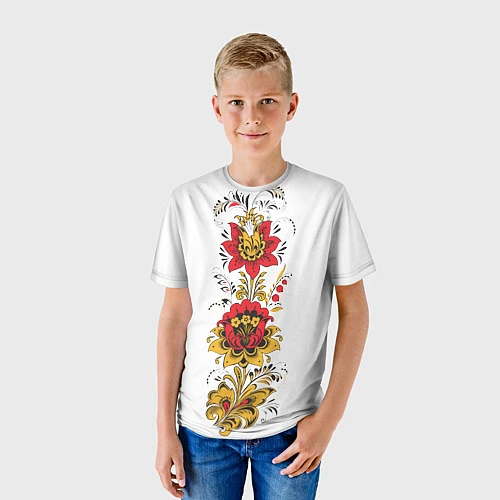 Детская футболка Хохлома: цветы / 3D-принт – фото 3