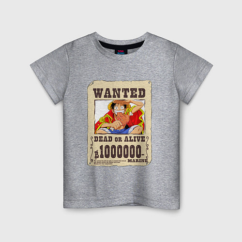 Детская футболка Wanted Luffy / Меланж – фото 1