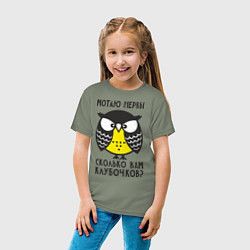 Футболка хлопковая детская Сова: мотаю нервы!, цвет: авокадо — фото 2