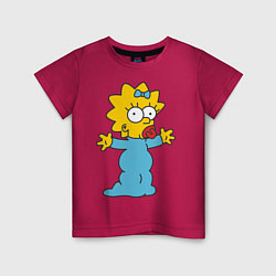 Футболка хлопковая детская Maggie Simpson, цвет: маджента