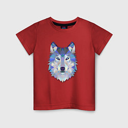 Футболка хлопковая детская Полигональный волк, цвет: красный
