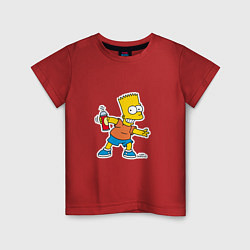 Футболка хлопковая детская Симпсоны: Барт, цвет: красный