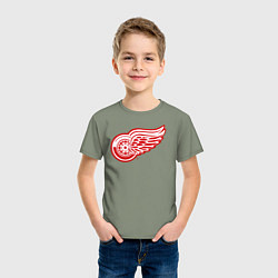 Футболка хлопковая детская Detroit Red Wings, цвет: авокадо — фото 2