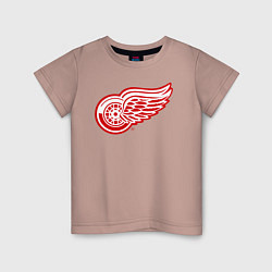 Футболка хлопковая детская Detroit Red Wings, цвет: пыльно-розовый