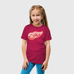 Футболка хлопковая детская Detroit Red Wings, цвет: маджента — фото 2