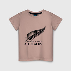 Футболка хлопковая детская New Zeland: All blacks, цвет: пыльно-розовый