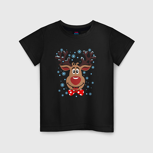 Детская футболка Рождественский олень / Черный – фото 1