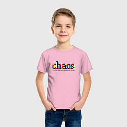 Футболка хлопковая детская Хаос- высшая степень порядка цвета светло-розовый — фото 2