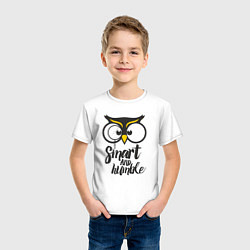 Футболка хлопковая детская Owl: Smart and humble, цвет: белый — фото 2
