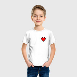 Футболка хлопковая детская Пиксельное сердце, цвет: белый — фото 2