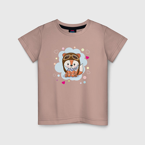 Детская футболка Лисёнок-пилот / Пыльно-розовый – фото 1