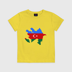 Футболка хлопковая детская Azerbaijan map, цвет: желтый