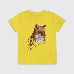 Футболка хлопковая детская Полигональный лис, цвет: желтый