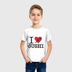 Футболка хлопковая детская I love sushi, цвет: белый — фото 2