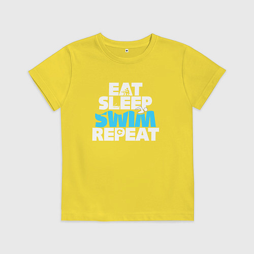 Детская футболка Eat sleep swim repeat / Желтый – фото 1