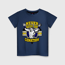 Футболка хлопковая детская Never Give Up: Cenation, цвет: тёмно-синий