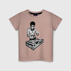 Футболка хлопковая детская Брюс Ли Dj, цвет: пыльно-розовый