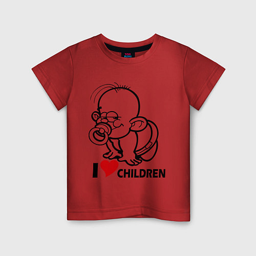 Детская футболка I love children / Красный – фото 1