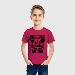 Футболка хлопковая детская Creeper Squad, цвет: маджента — фото 2