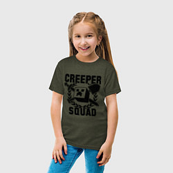 Футболка хлопковая детская Creeper Squad, цвет: меланж-хаки — фото 2