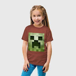 Футболка хлопковая детская Мinecraft creeper, цвет: кирпичный — фото 2