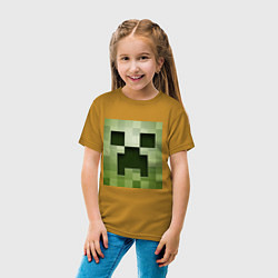 Футболка хлопковая детская Мinecraft creeper, цвет: горчичный — фото 2