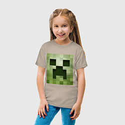 Футболка хлопковая детская Мinecraft creeper, цвет: миндальный — фото 2